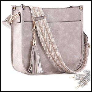 Vegan Leather Crossbody Hobo Bag Adjustable Straps Tassel Retro Boho Chic